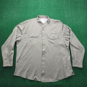 Ocean + Coast Shirt Mens 3XLT Green Ripstop Button Up Long Sleeve Fishing Vented